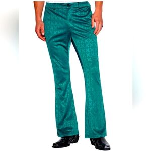 Shein/Manfinity Men Jacquard Flare Leg Pant. Color Green. Size 31 waist 32length